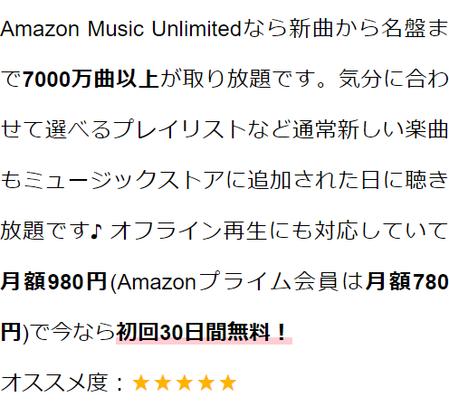 Amazon Music Unlimited詳細
